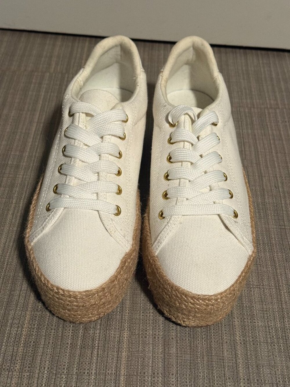 H&M Women’s White Canvas Platform Sneakers – Size 8